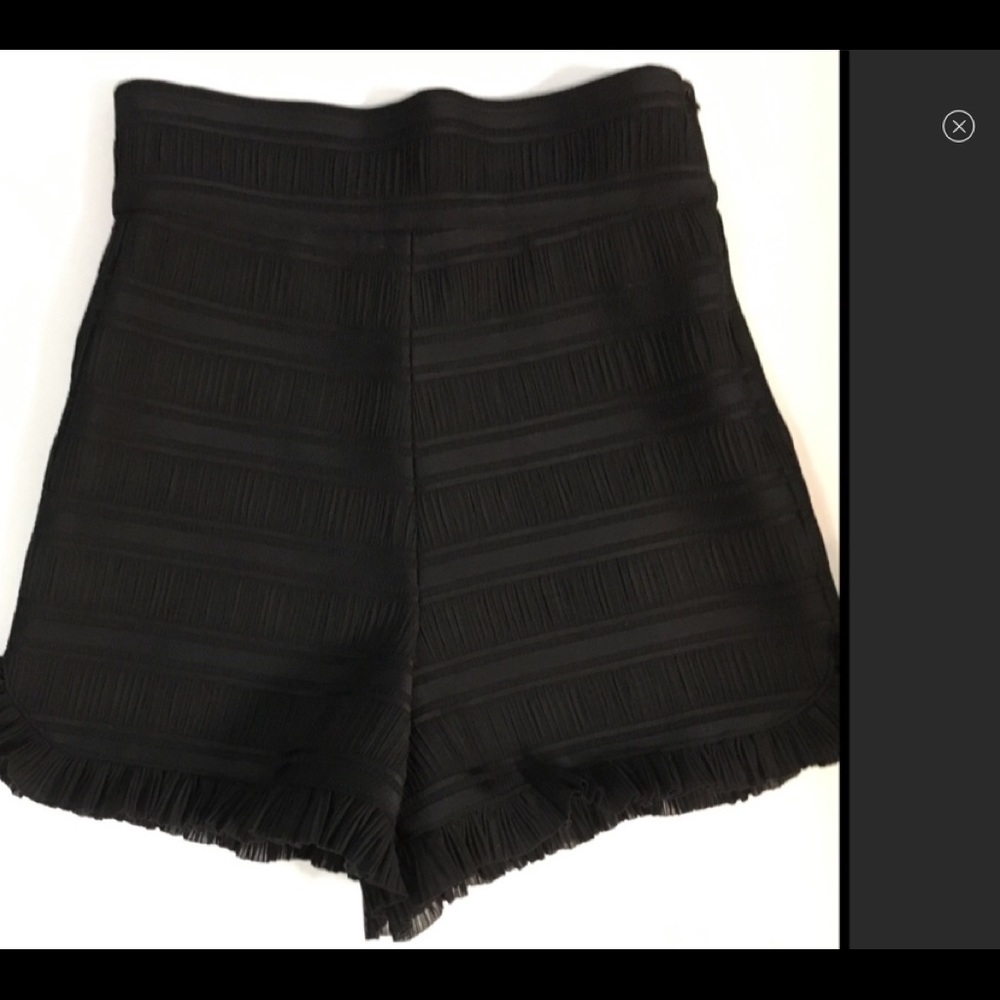 New MAJE black ruffle high waisted shorts size 40